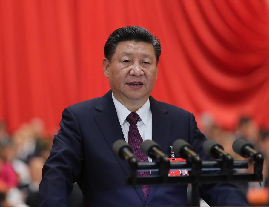 10月18日，習(xí)近平在中國共產(chǎn)黨第十九次全國代表大會上作報告。